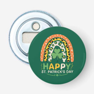 Glad St Patricks dag Söt regnbågsleopard Flasköppnare
