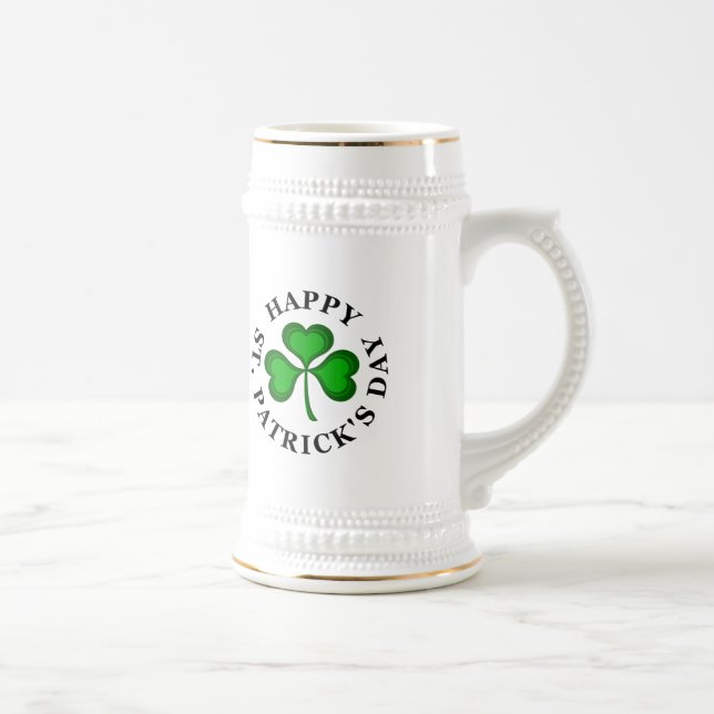 GLAD ST. PATRICKS DAG Text med grön Shamrock Sejdel (Höger)