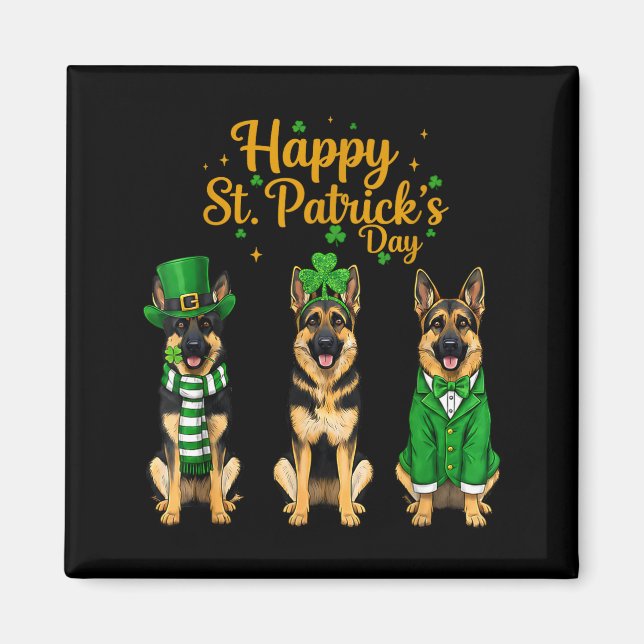 Glad St. Patricks dag vallhund grafisk - tyska Magnet (Framsidan)
