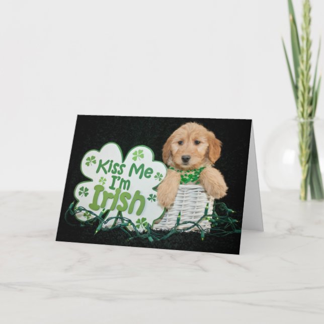Glad St. Patricks dag Valp Helgkort (Framsida)