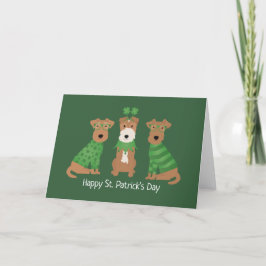 Glad St. Patricks dag Wales Wire Fox Terrier Hunda Helgkort