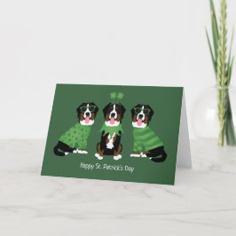 Glad St Patricks Day Bernese Mountain Dogs Helgkort