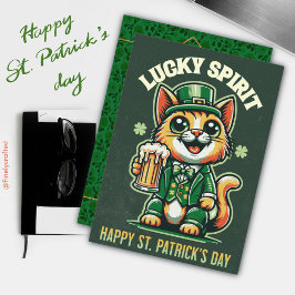 Glad St. Patrick's Day Celtic Irländsk Lucky Cat Julkort