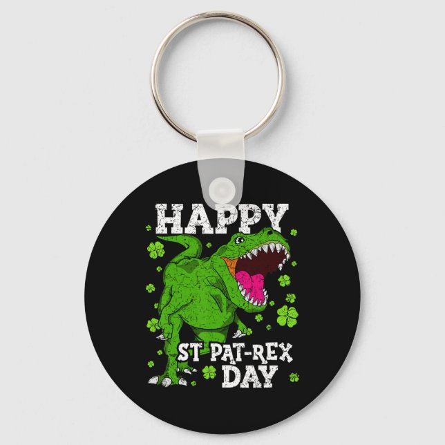Glad St Patricks Day Dinosaur T-rex Pojkar Småbarn Nyckelring (Framsida)
