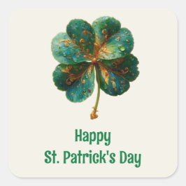 Glad St. Patrick's Day Elegant Shamrock Fyrkantigt Klistermärke