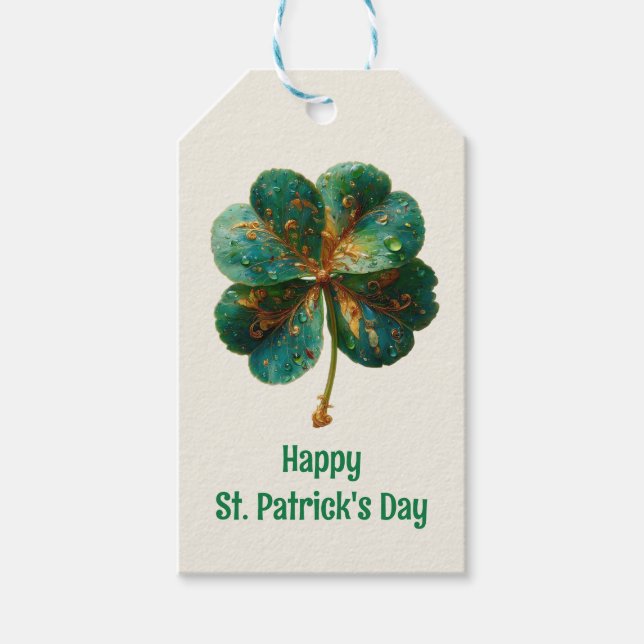 Glad St. Patrick's Day Elegant Shamrock Presentetikett (Framsidan)