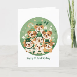 Glad St. Patrick's Day engelska bulldoggar Helgkort