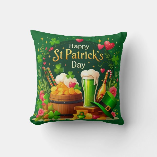 Glad St. Patrick's Day Festlig Firande Kudde (Framsida)