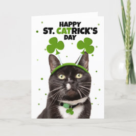 Glad St Patricks Day för alla Katt i huvudband Helgkort