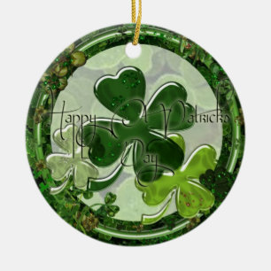 Glad St. Patrick's Day Foto Julgransprydnad Keramik
