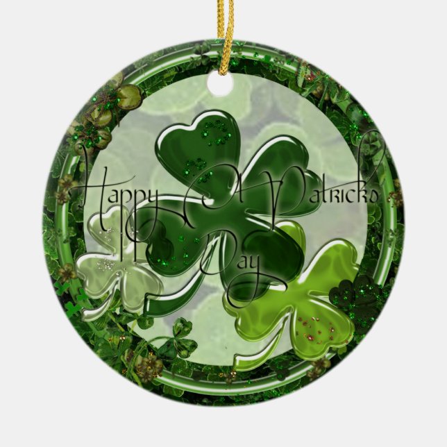 Glad St. Patrick's Day Foto Julgransprydnad Keramik (Framsidan)