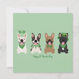 Glad St Patricks Day Franska Bulldoggar Julkort