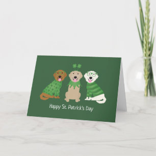 Glad St Patricks Day Golden Retriever Hundar Helgkort