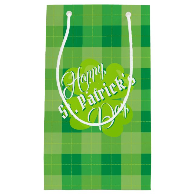 Glad St. Patrick's Day Grön Tartan Lucky Clover (Framsidan)