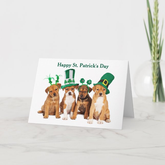 Glad St. Patricks Day Hundar Vikad Semesterkort Helgkort (Framsida)