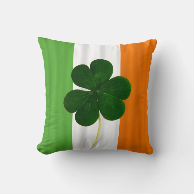 Glad St. Patrick's Day Irländsk Flagga Shamrock Kl Kudde (Framsida)