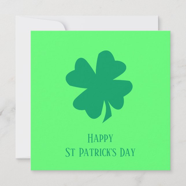 Glad St Patrick's Day Irländsk Grön Shamrock 2025  Julkort (Framsida)