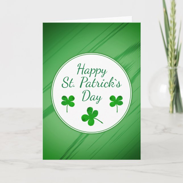 Glad St. Patrick's Day Irländsk Grön Shamrock Kort (Framsida)
