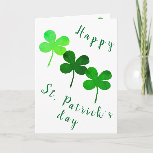 Glad St Patricks Day Irländsk grön Shamrock Kort (Framsida)