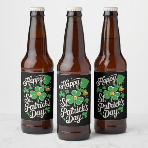 Glad St Patrick's Day irländskt arv St Patty's  Ölflaska Etikett