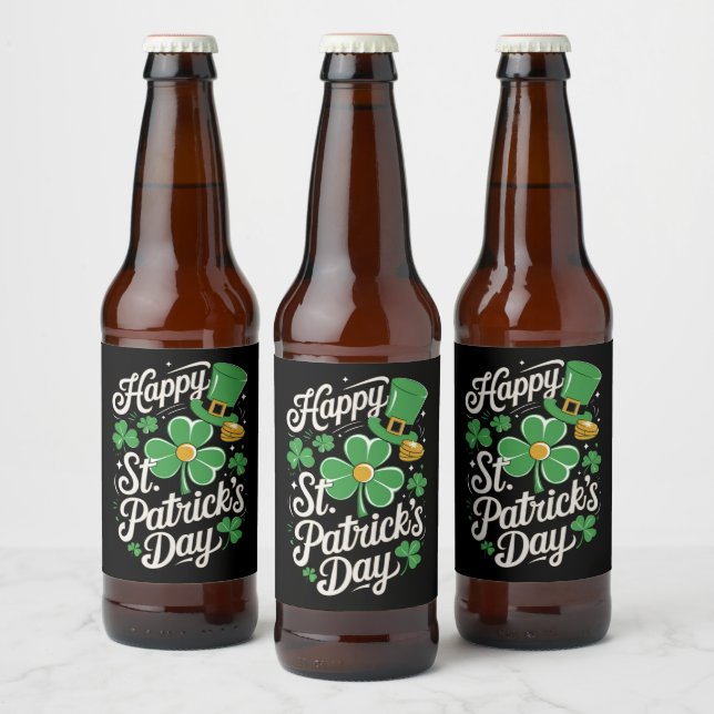 Glad St Patrick's Day irländskt arv St Patty's  Ölflaska Etikett (Flaskor)