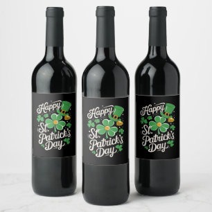 Glad St Patrick's Day irländskt arv St Patty's  Vinflaska Etikett