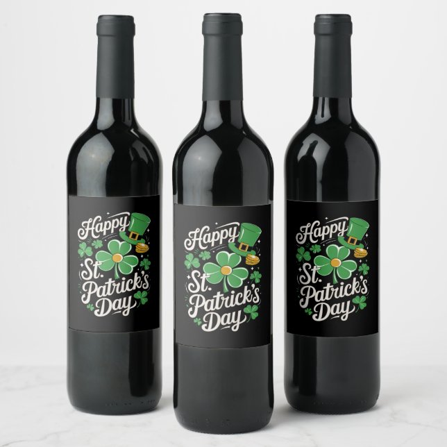 Glad St Patrick's Day irländskt arv St Patty's  Vinflaska Etikett (Flaskor)