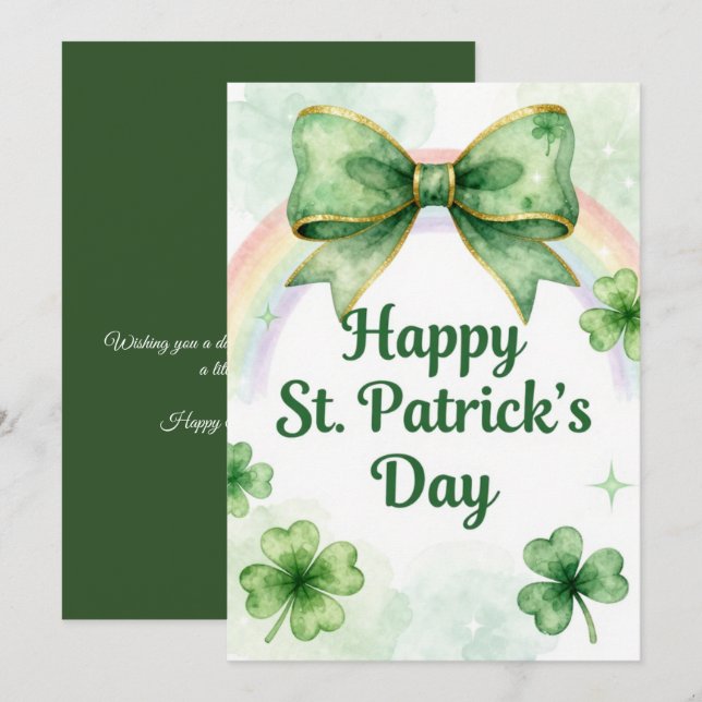 Glad St. Patrick's Day Irländskt gratulationskort Julkort (Fram/baksida)