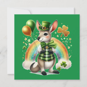 Glad St. Patrick's Day Kangaroo Flat-kort Julkort