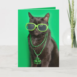 Glad St. Patricks Day Katt i Grönt Skämt Helgkort