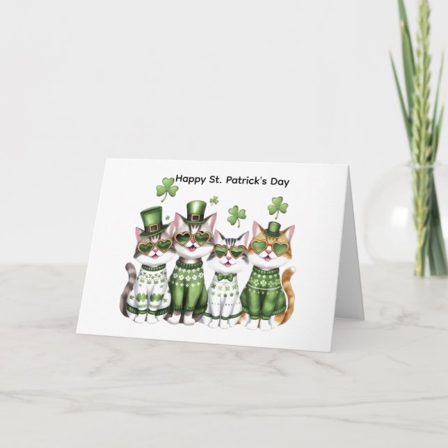 Glad St. Patrick's Day katter Kort (Framsida)