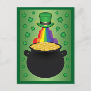 Glad St. Patrick's Day Klöver/Regnbåge/Pott med gu Helg Vykort
