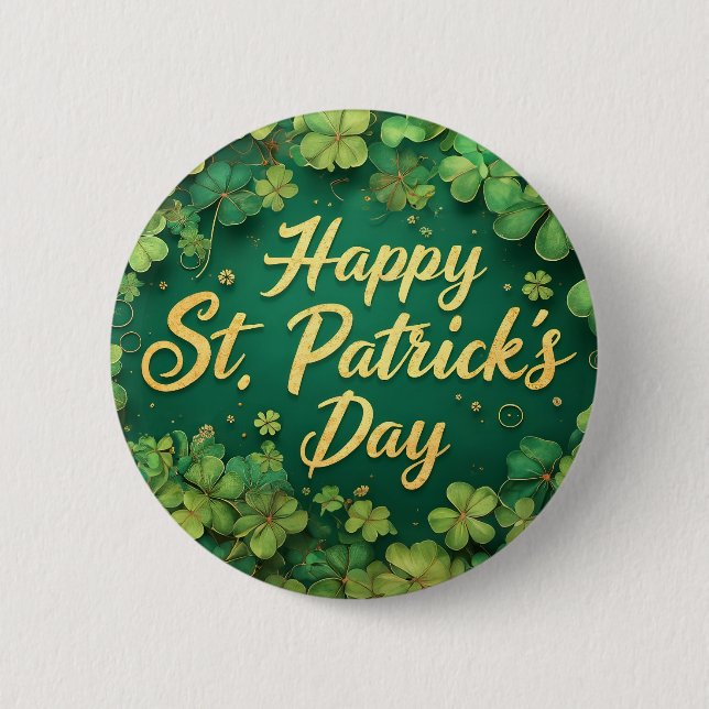Glad St. Patrick's Day-klöverdesign Knapp (Framsida)