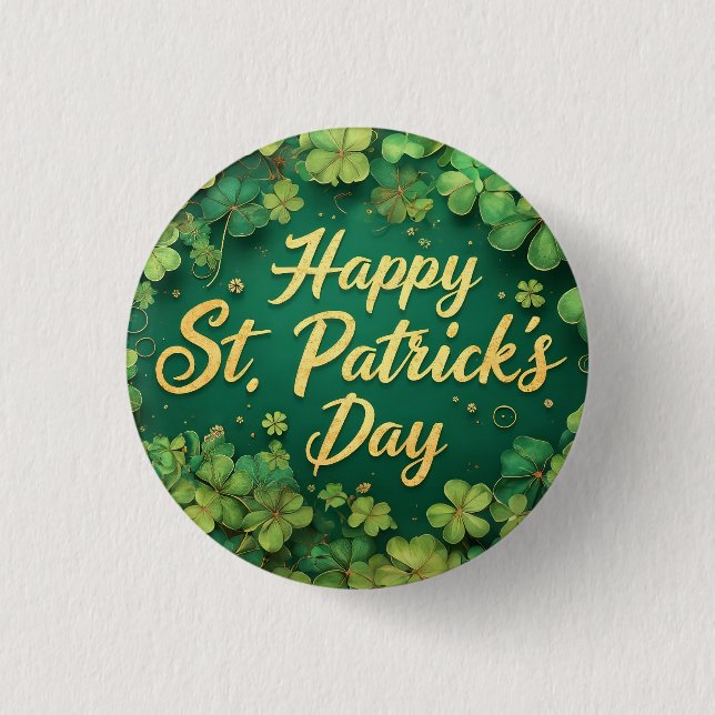 Glad St. Patricks Day Klöverdesign Knapp (Framsida)