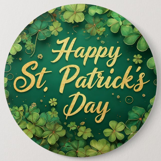 Glad St. Patrick's Day-klöverdesign Knapp (Framsida)