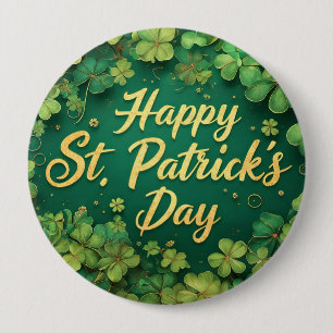 Glad St. Patrick's Day Klöverdesign Knapp
