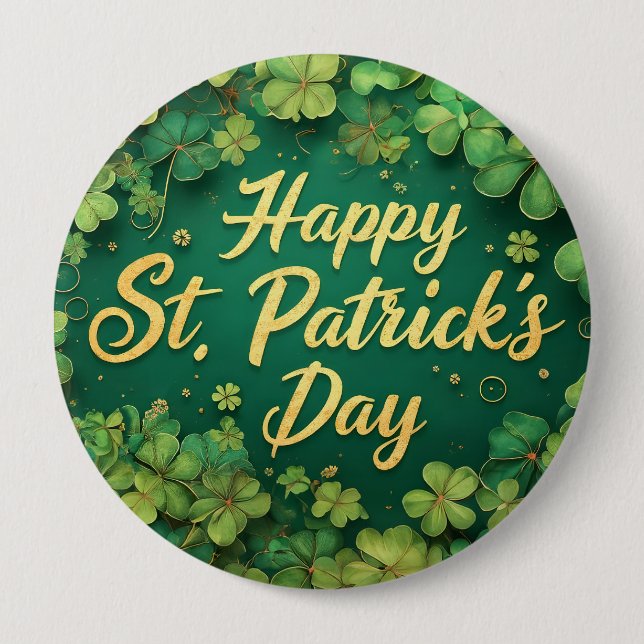 Glad St. Patrick's Day Klöverdesign Knapp (Framsida)