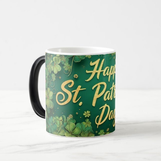 Glad St. Patrick's Day-klöverdesign Magisk Mugg (Framsida vänster)
