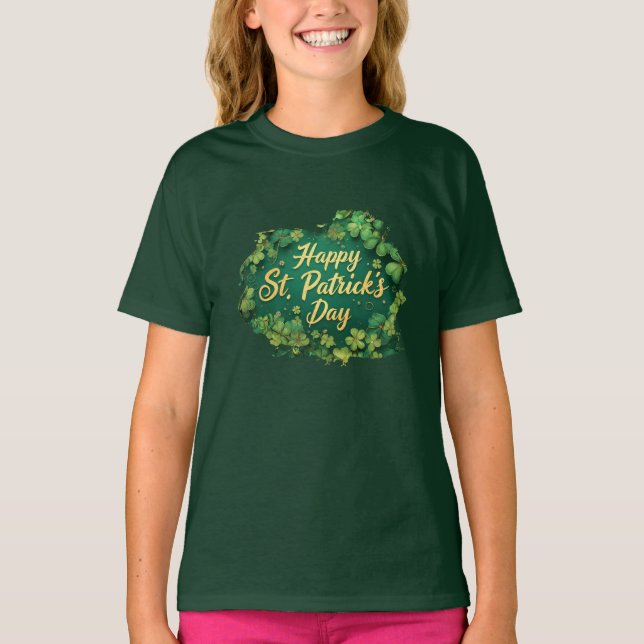 Glad St. Patrick's Day-klöverdesign T Shirt (Framsida)