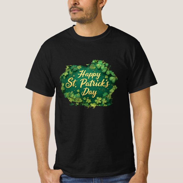 Glad St. Patrick's Day-klöverdesign T Shirt (Framsida)