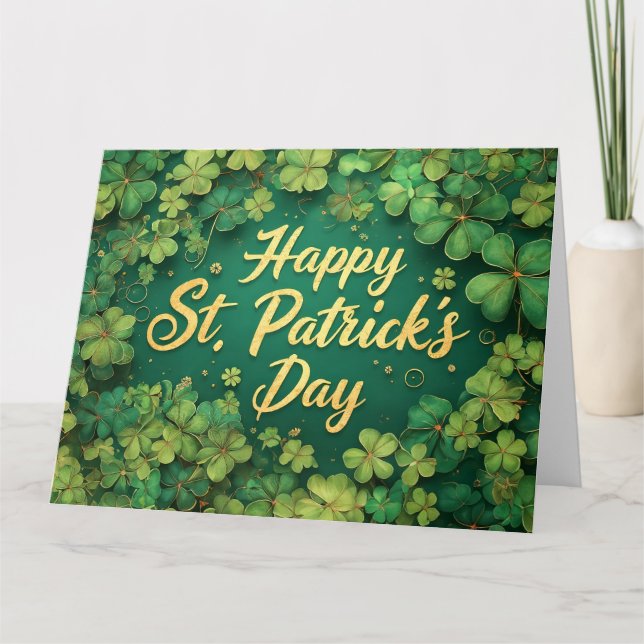 Glad St. Patrick's Day-klöverdesign Tack Kort (Framsida)