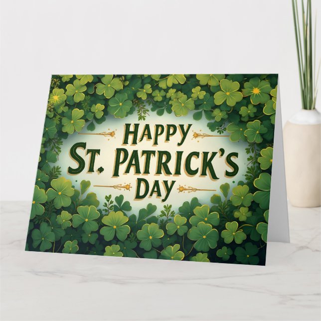 Glad St. Patrick's Day-klöverkonst Tack Kort (Framsida)