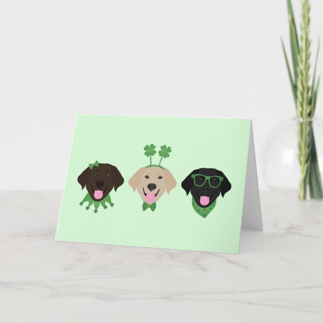 Glad St Patricks Day Labrador Retriever Hundar Helgkort (Framsida)