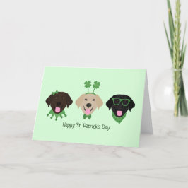 Glad St Patricks Day Labrador Retriever Hundar Helgkort