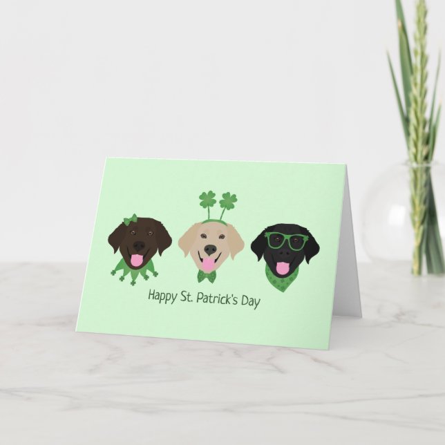 Glad St Patricks Day Labrador Retriever Hundar Helgkort (Framsida)