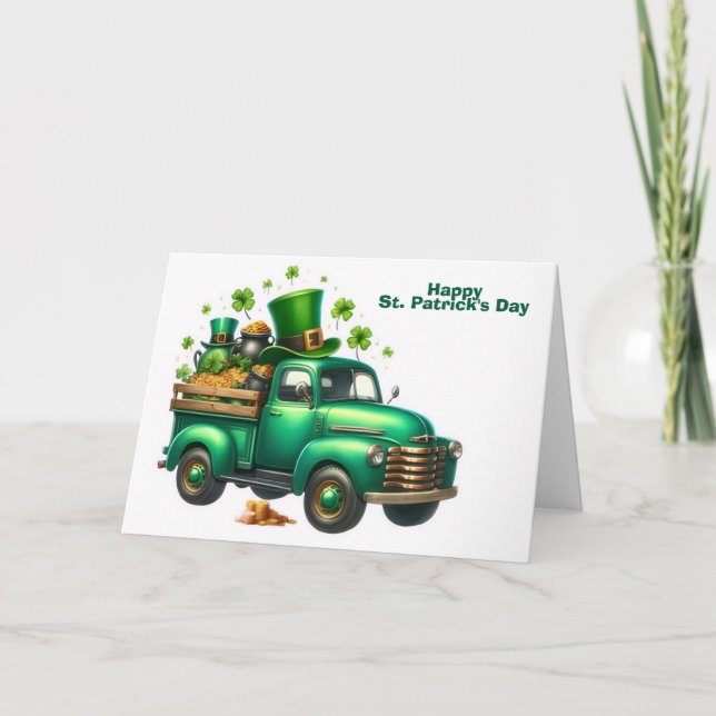 Glad St. Patrick's Day Lastbil Helgkort (Framsida)