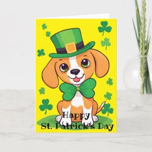 Glad St. Patrick's Day Lek Ker Hund Semesternkort Helgkort