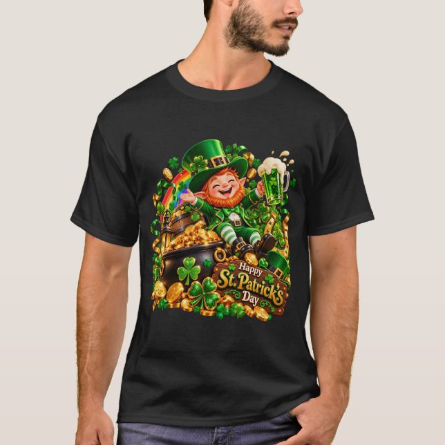 Glad St. Patrick's Day Leprechaun T Shirt (Framsida)