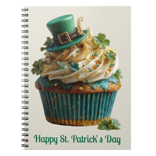 Glad St. Patrick's Day Lucky Cupcake Anteckningsbok (Framsidan)
