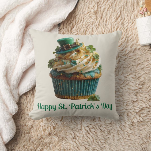 Glad St. Patrick's Day Lucky Cupcake Kudde (Filt)